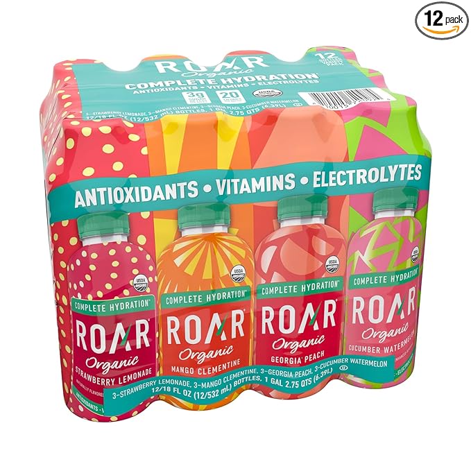 ROAR Complete Hydration Organic Variety Pack - Electrolyte Drinks Loaded with Vitamins C, B5, B12 - Hydrating Beverage Non-GMO, Gluten-Free - 12 pc