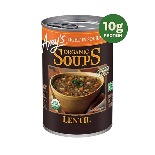 Amy's Soup, Vegan, Gluten Free, Organic Lentil, Light in Sodium, 14.5 Ounce (Pack of 12)