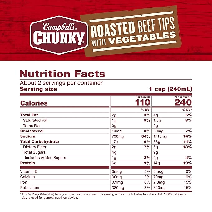 CampbellÕs Chunky Soup, Roast Beef Tips With Vegetables Soup, 18.8 Oz Can (Case of 12)