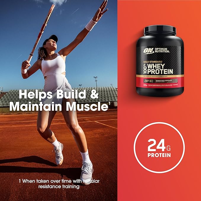 Optimum Nutrition Gold Standard 100% Whey Protein Powder, Double Rich Chocolate, 5 Pound (Packaging May Vary)