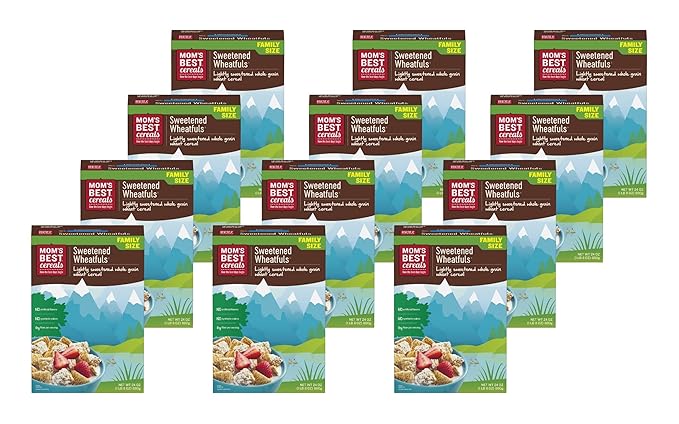 Mom's Best Sweetened Wheatfuls Cereal, Whole Grain, No High Fructose Corn Syrup, 24 Oz Box (Pack of 12)
