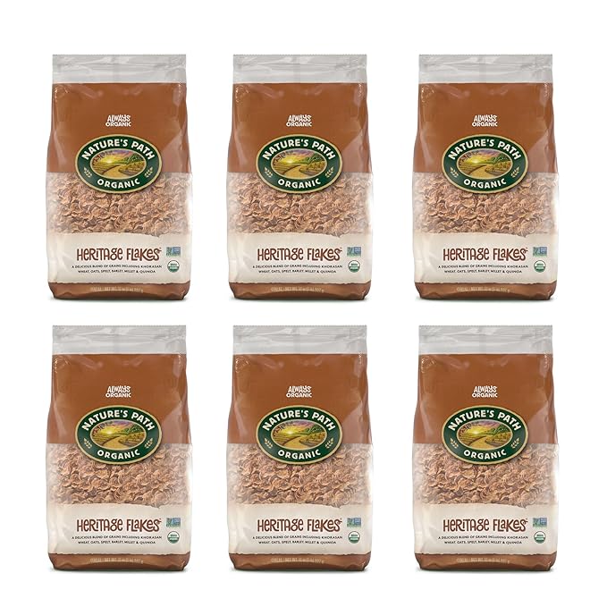 Nature's Path Organic Heritage Flakes¨ Cereal, 32 oz (Pack of 6), Non-GMO, Earth Friendly Packaging