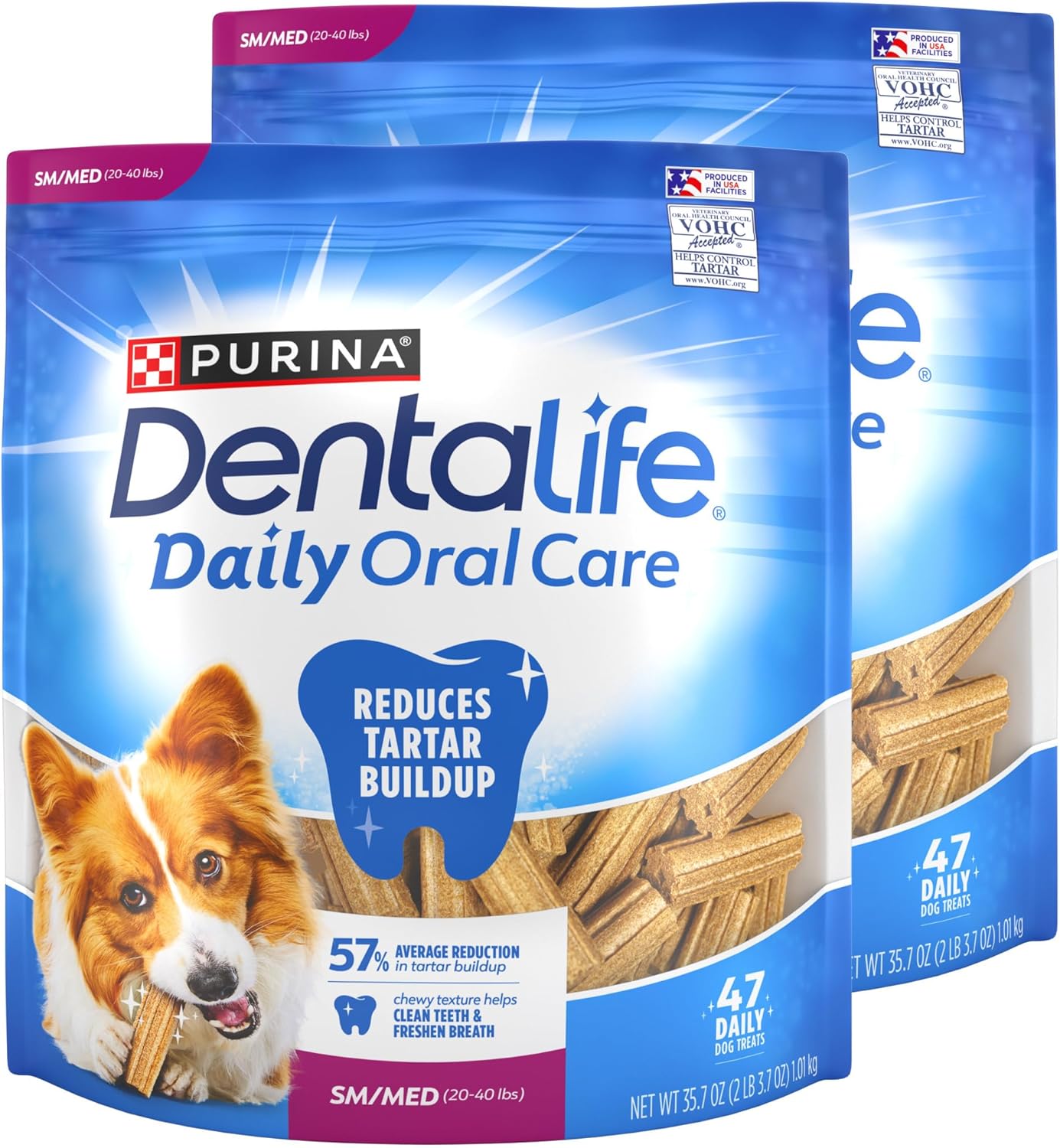 Dentalife DentaLife Made in USA Facilities Small/Medium Dog Dental Chews, Daily - (2) 47 ct. Pouches