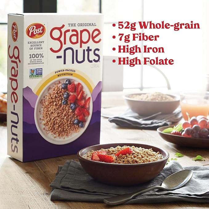 Grape-Nuts Original Breakfast Cereal, Crunchy Whole Grain Wheat and Barley Cereal, Non-GMO Project Verified, 29 OZ Box (Pack of 10)