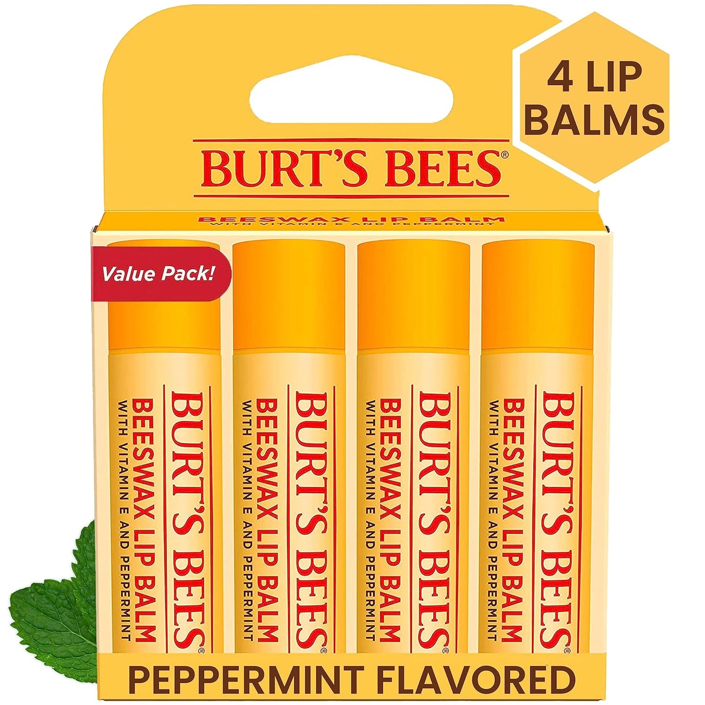 Burt's Bees Lip Balm Mothers Day Gifts for Mom - Original Beeswax, Lip Moisturizer With Responsibly Sourced Beeswax, Tint-Free, Natural Origin Conditioning Lip Treatment, 4 Tubes, 0.15 oz.