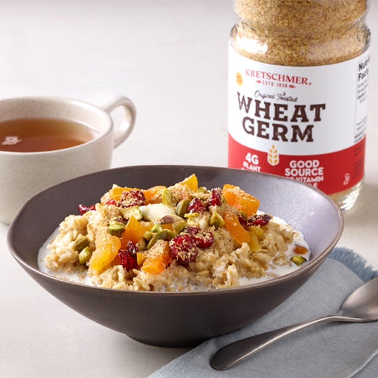 (4 pack) Kretschmer Original Toasted Wheat Germ, 4g Plant Protein per Serving, 12 oz Jar