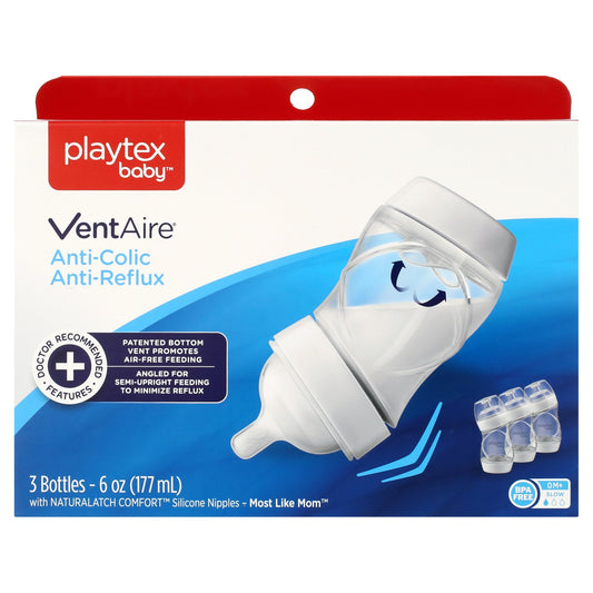 Playtex Ventaire Wide Bottle, 6oz, 3 Pack Each