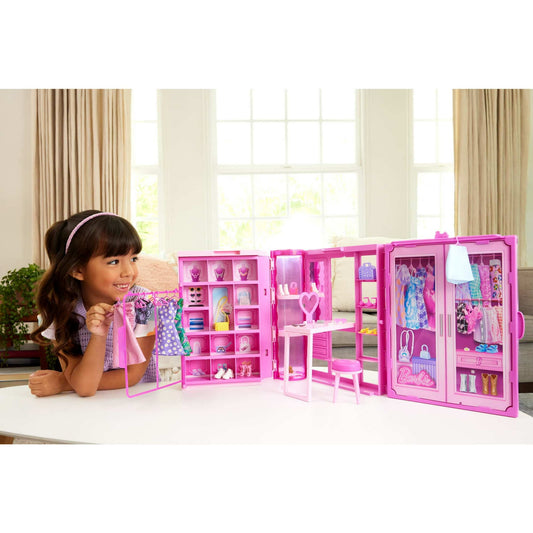 Barbie Dream Closet Toy Playset with Clothes & Accessories, 3-ft-Wide with 25+ Pieces