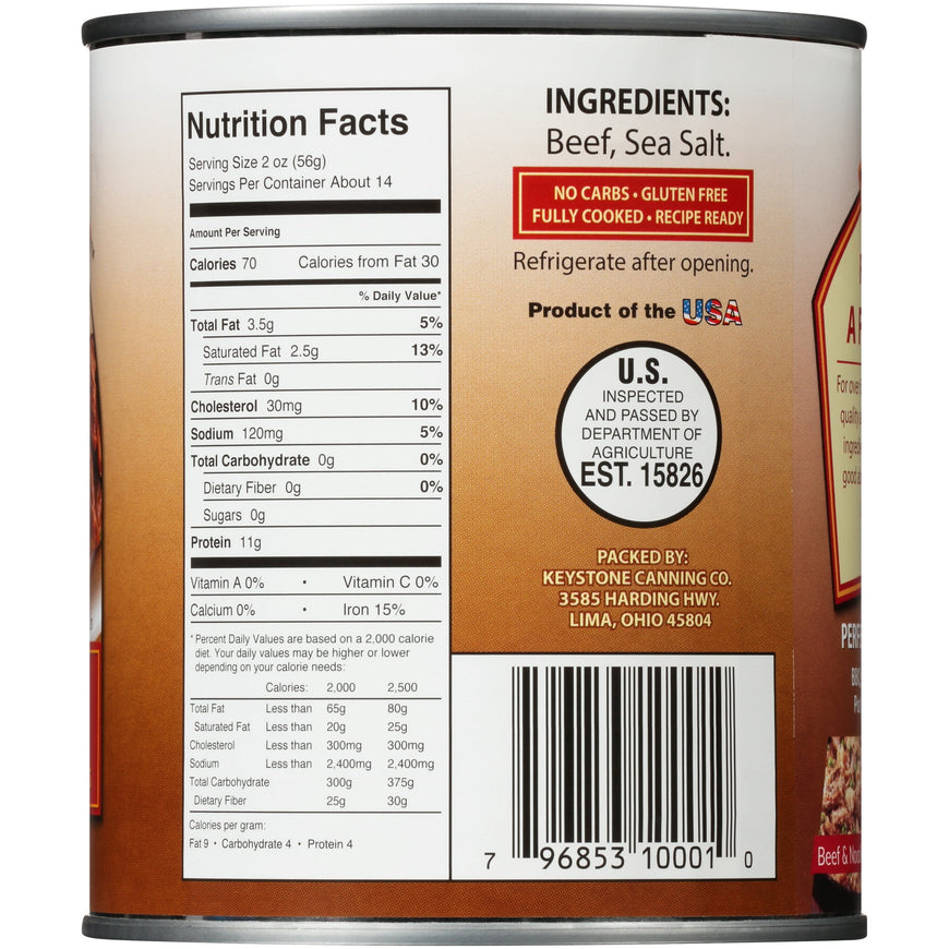 (2 pack) Keystone All Natural Beef, 28 oz Can