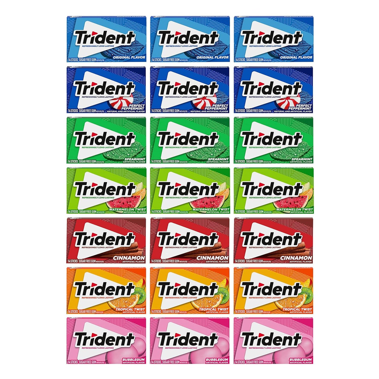Trident Sugar Free Gum Variety Pack, 21 Packs of 14 Pieces (294 Total Pieces)