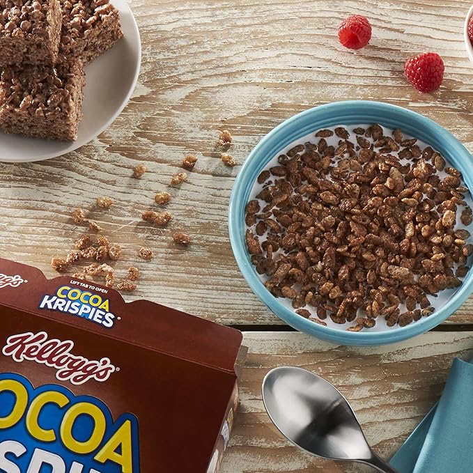 Kellogg's Cocoa Krispies Breakfast Cereal, Kids Snacks, Family Breakfast, Family Size, Chocolatey Flavor (8 Boxes)
