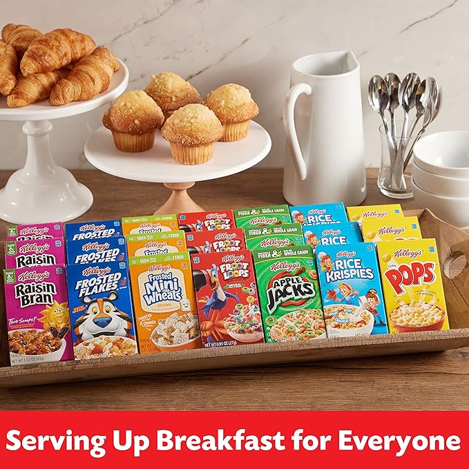 Kellogg's Cold Breakfast Cereal, Bulk Pantry Staples, Kid Snacks, Variety Pack (48 Boxes)