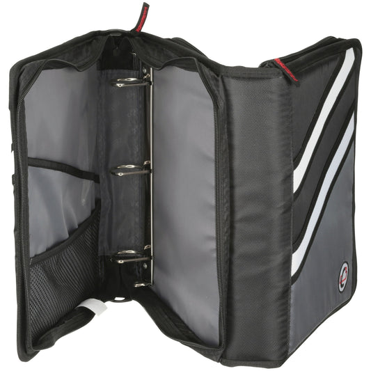 Case It 1.5"' Dual D-Ring Z-shaped Zipper Binder, 3" capacity, Black, Z-176
