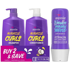 Aussie Miracle Curls Hair Care Bundle: Shampoo, Conditioner, and 3 Minute Deep Treatment
