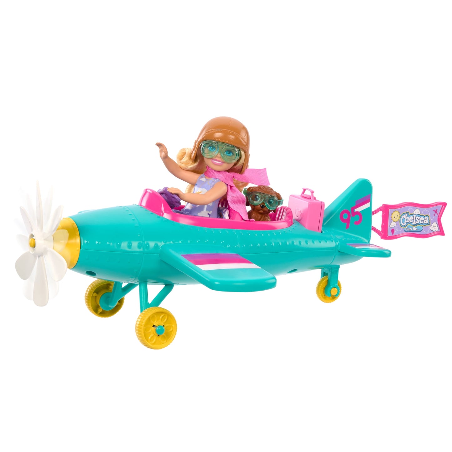 Barbie Chelsea Can Be... Plane Doll & Playset, 2-Seater Aircraft with Spinning Propellor & 7 Accessories