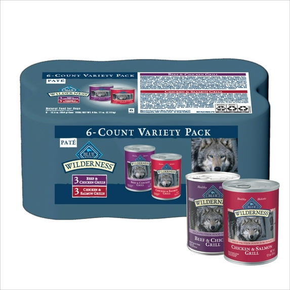 Blue Buffalo Wilderness Beef and Chicken & Salmon and Chicken Wet Dog Food Variety Pack