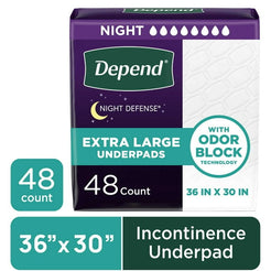Depend Underpads XL, Disposable Incontinence Bed Pads for Adults, 36