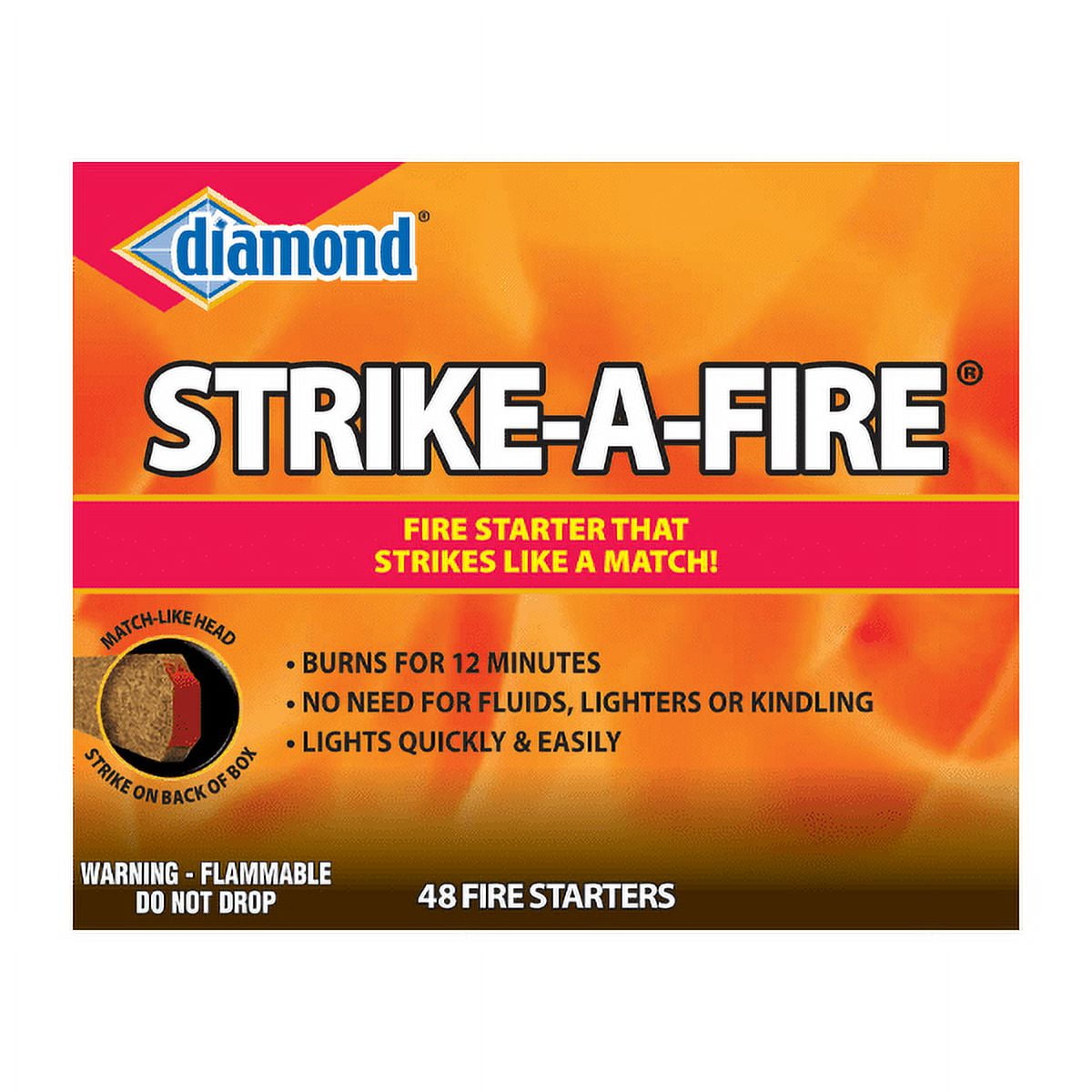 Diamond Strike-a-Fire Fire Starters, 48 Count per Pack, Strikes like a Match total weight 3.3lbs per pack