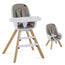 Evolur Zoodle 2-in-1 High Chair Booster Feeding Chair with Modern Design, Light Grey (Model #254)