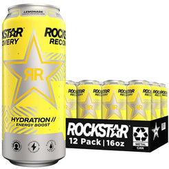 Rockstar Recovery Lemonade Energy Drink, 16 fl oz, 12 Pack Cans
