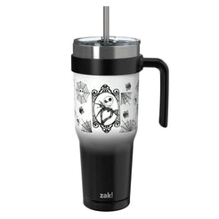 Zak Designs 40oz NBC Halloween Straw Handle Tumbler, Double Wall Vacuum Insulated Stainless Steel Waverly Tumbler with Durable Plastic Straw, Travel Straw Tumbler with Handle, Ombre