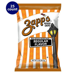 Zapp's Regular Flavor New Orleans Kettle Style Potato Chips, Gluten-Free, 2 oz, 25 Count