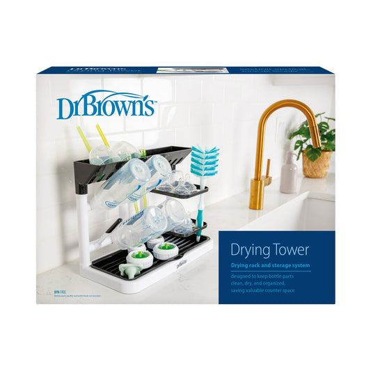 Dr. Brown's Drying Tower, Space Saving Vertical Rack for Drying, Storing, and Organizing Baby Bottles and Feeding Essentials, BPA Free