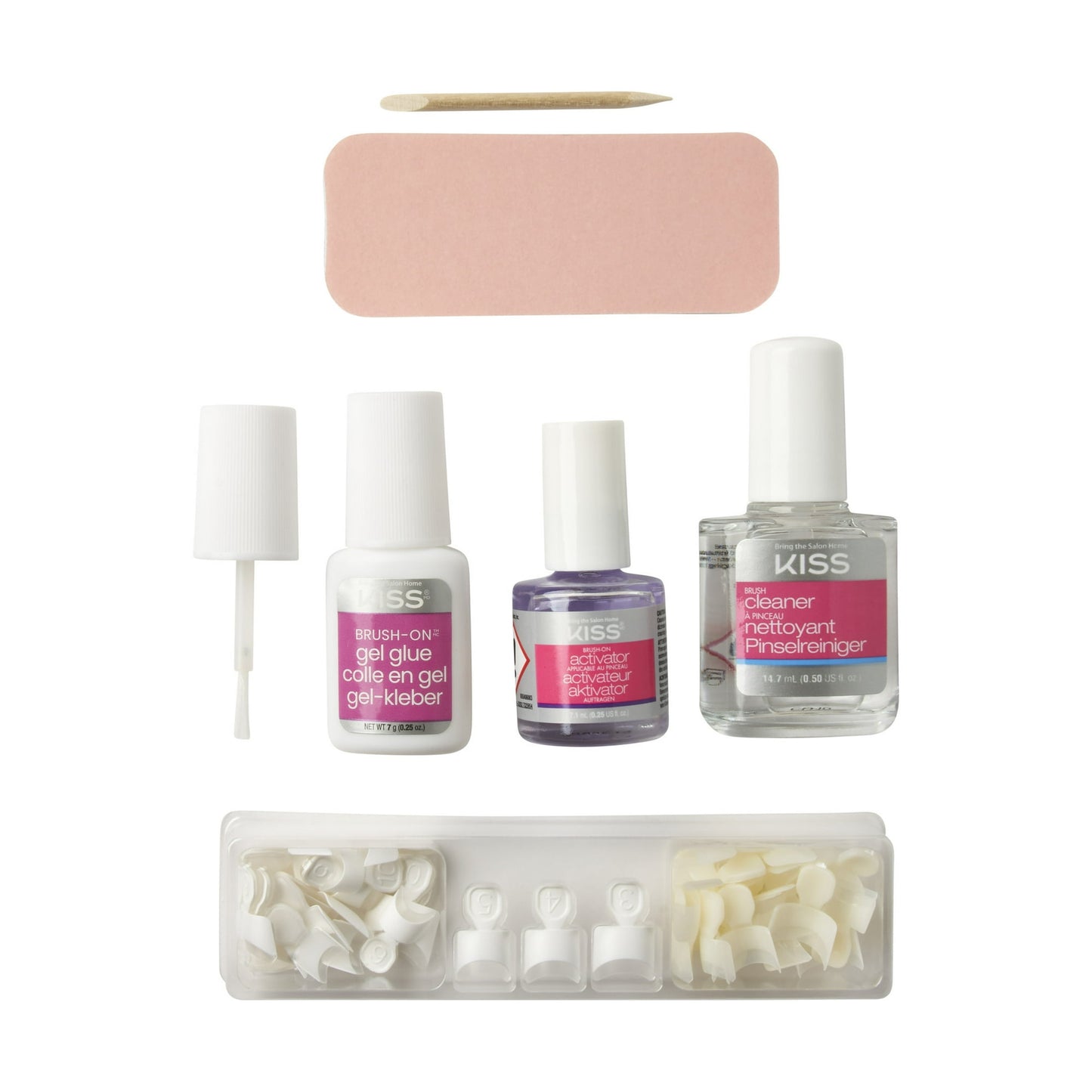 KISS, Press On Nails, Brush on Gel Nail Kit, White, Short Square, 48 Count