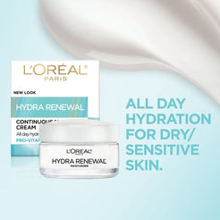 (3 pack) L'Oreal Paris Hydra-Renewal Continuous Facial Moisturizer for Dry Sensitive Skin, 1.7 oz