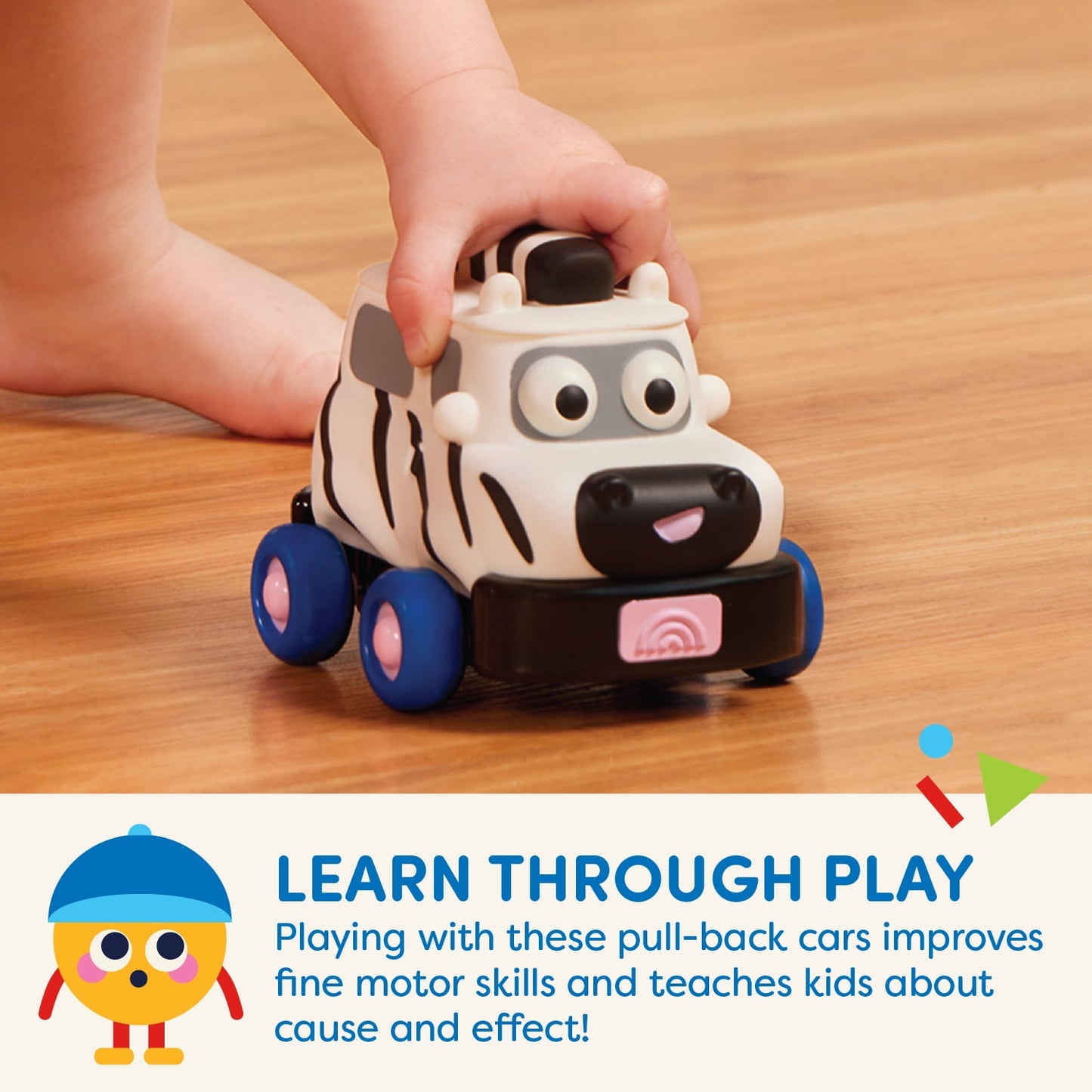 Battat Safari Speedsters 3 Pull-Back Animal Cars, Play Vehicle for Baby and Toddler Toys