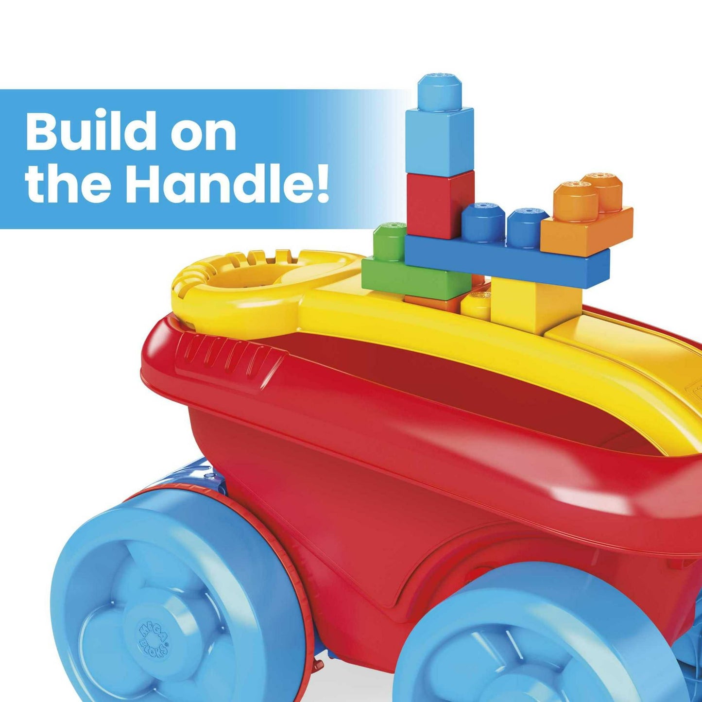 MEGA BLOKS Fisher-Price Blue Block Scooping Wagon Building Toy (21 Pieces) for Toddler