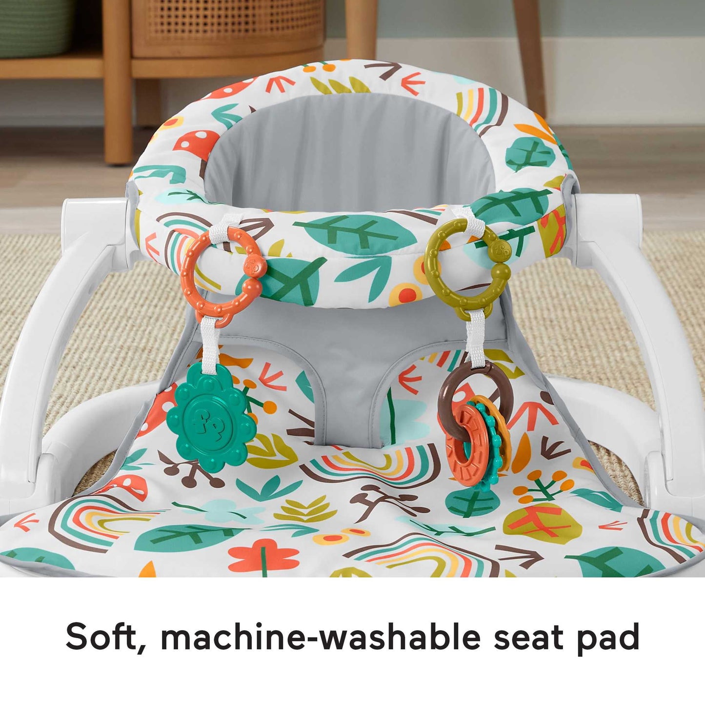 Fisher-Price Sit-Me-up Floor Seat Portable Infant Chair with Toys, Whimsical Forest