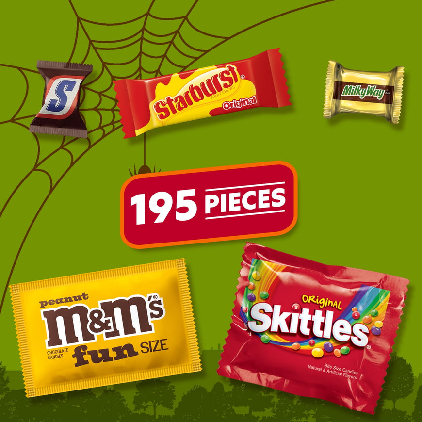 M&M's, Skittles & More Fun Size Halloween Candy Variety Pack - 195 Ct Bulk Bag