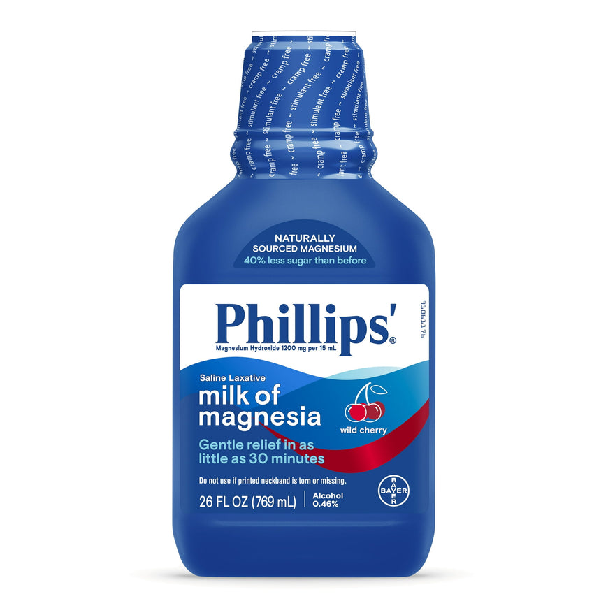 (2 pack) Phillips' Milk of Magnesia Liquid Laxative, Wild Cherry Flavor, Constipation Relief, 26 Fluid Ounces