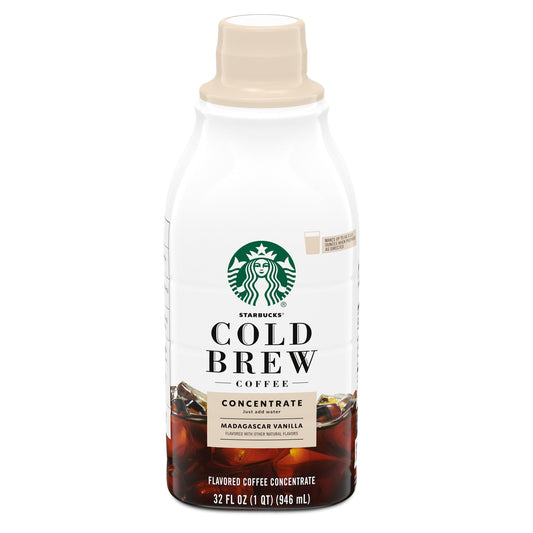 (2 pack) Starbucks Madagascar Vanilla Naturally Flavored, Bottled Cold Brew Coffee Concentrate Drink, 32 oz