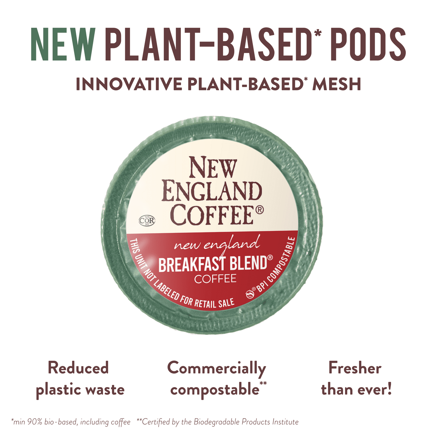 New England Coffee Breakfast Blend, Medium Roast, Single Serve Pods, 24 Count Box