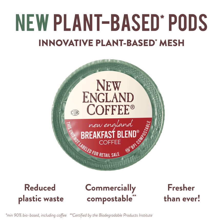 New England Coffee Breakfast Blend, Medium Roast, Single Serve Pods, 24 Count Box