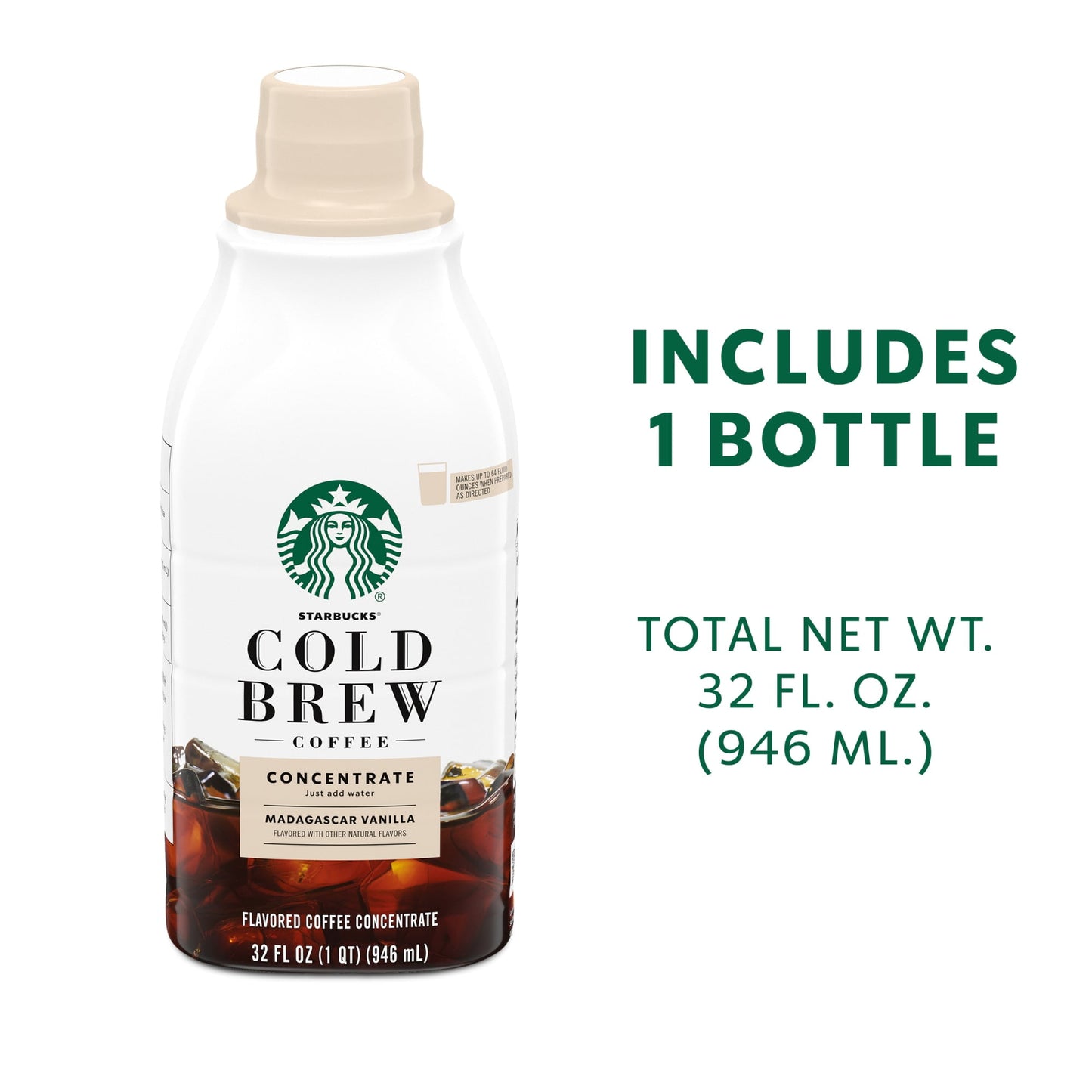 (2 pack) Starbucks Madagascar Vanilla Naturally Flavored, Bottled Cold Brew Coffee Concentrate Drink, 32 oz