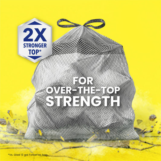 Glad 20-Gallon Scented Forceflex MaxStrength Tall Kitchen Drawstring Trash Bags, Fresh Clean Scent With Febreze Freshness, 80 Scented Bags