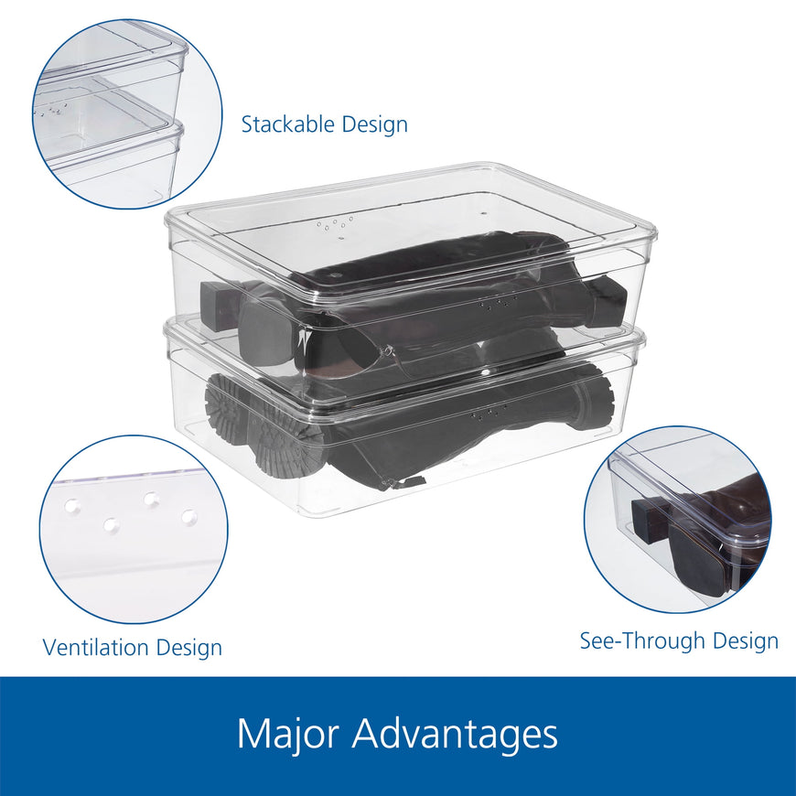 Mainstays Clear Plastic Glossy Boot Box with Lid for Adult