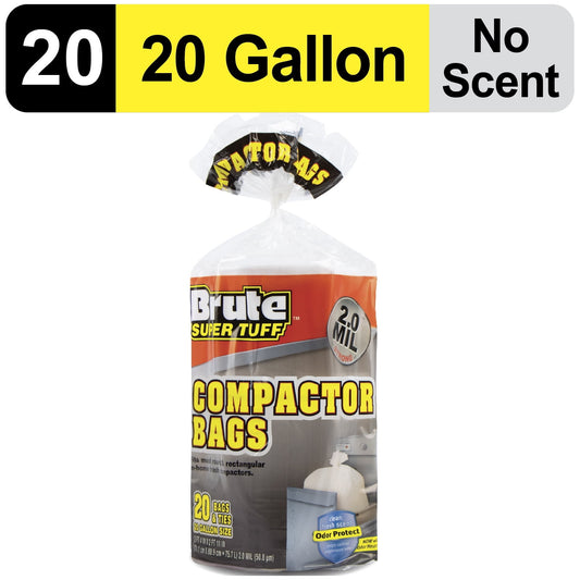 (2 pack) Brute Super Tuff¨ Compactor Trash Bags, 20 Gallon, 20 Bags (Twist Tie)