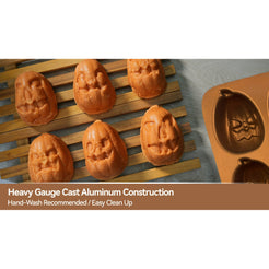 Way to Celebrate Pumpkin Cast Aluminum 6-Cavity Baking Pan, Orange lridescent