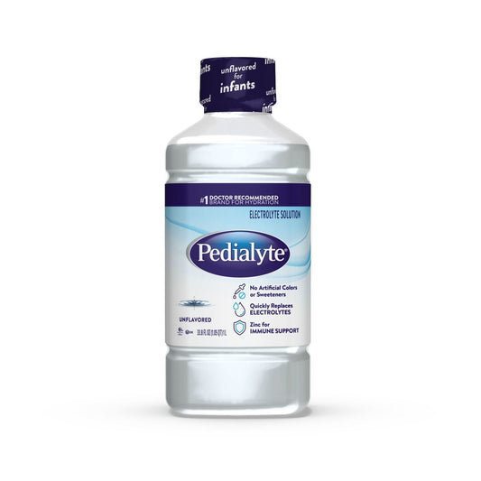 (4 pack) Pedialyte Electrolyte Drink, For Kids & Adults, Unflavored, 1 Liter