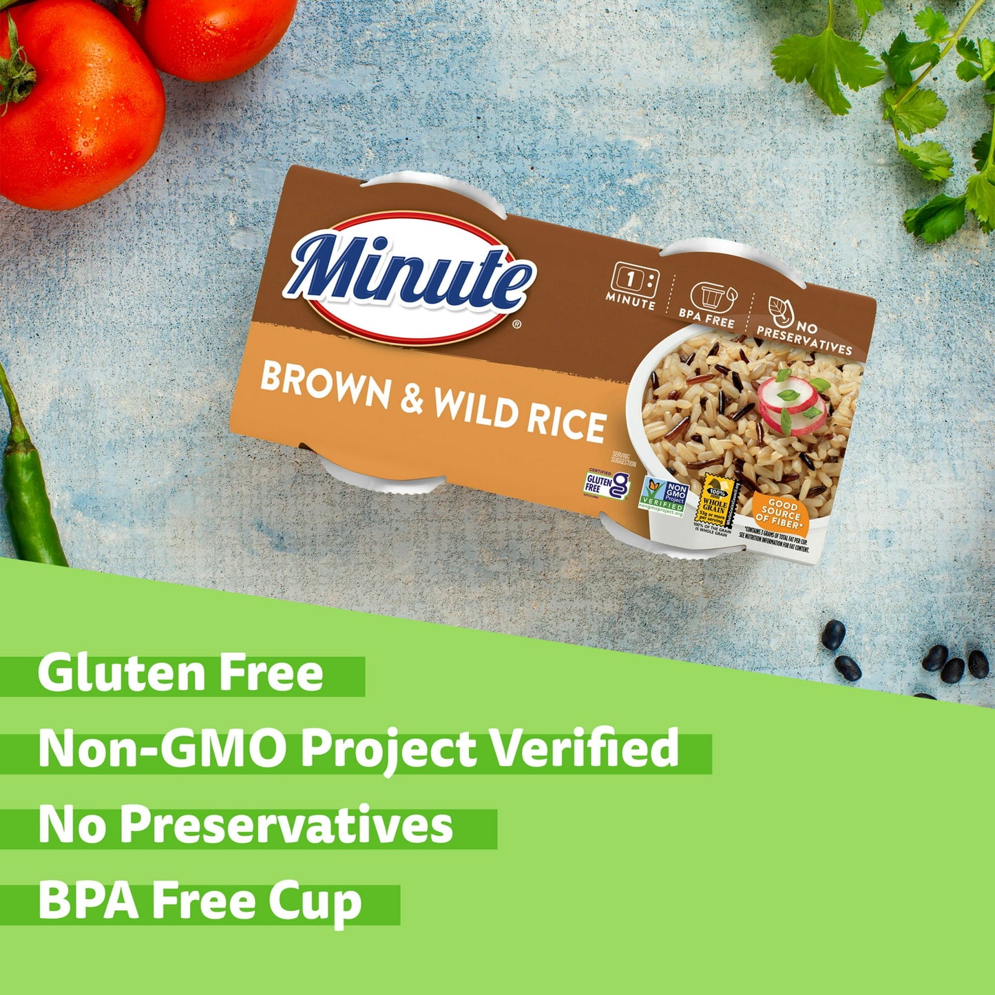 (8 pack) Minute Brown and Wild Rice, Microwaveable Rice Cups, 4.4 oz, 2 Cups