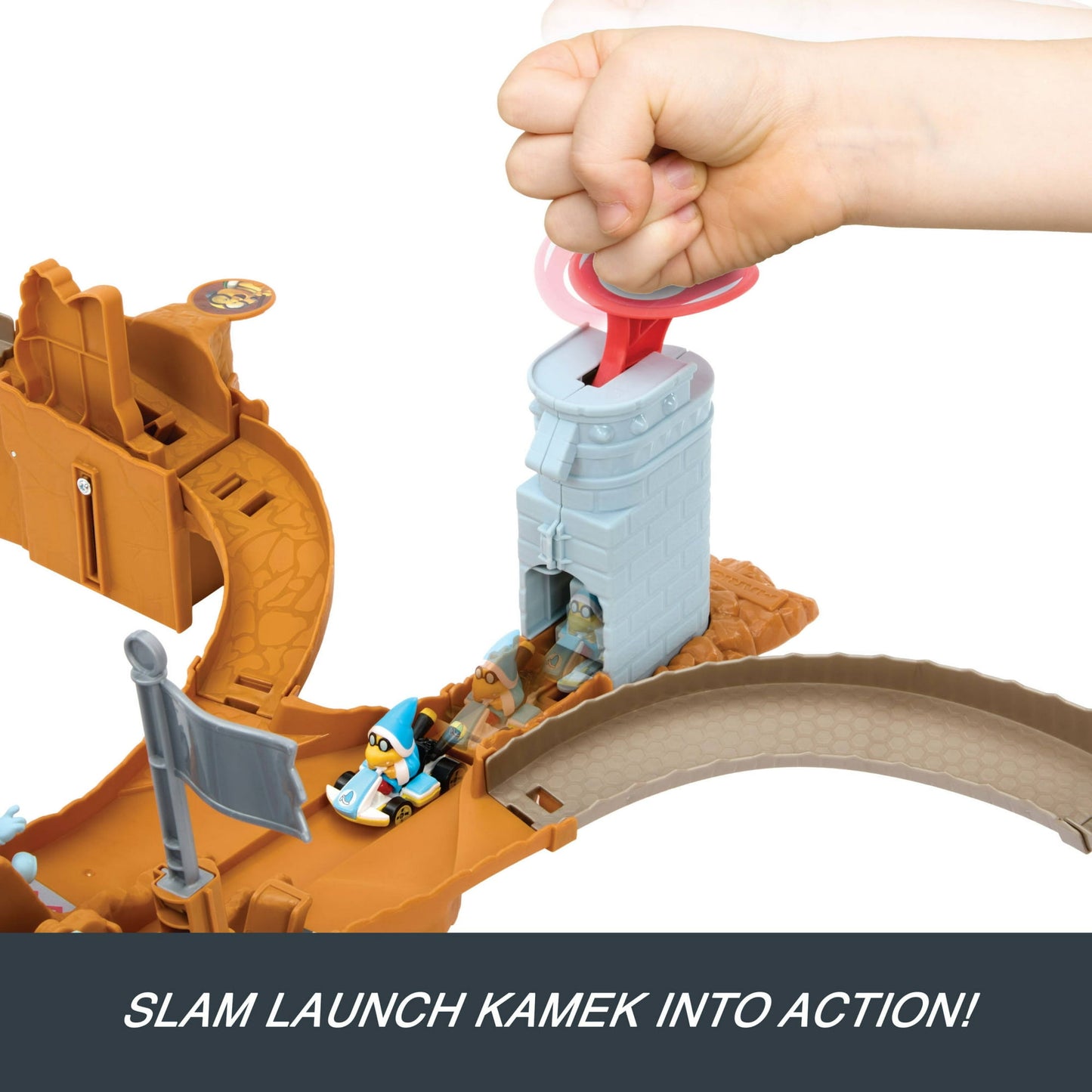 Hot Wheels Mario Kart BowserÕs Castle Track Set with 1:64 Scale Die-Cast Kamek Toy Vehicle & Storage