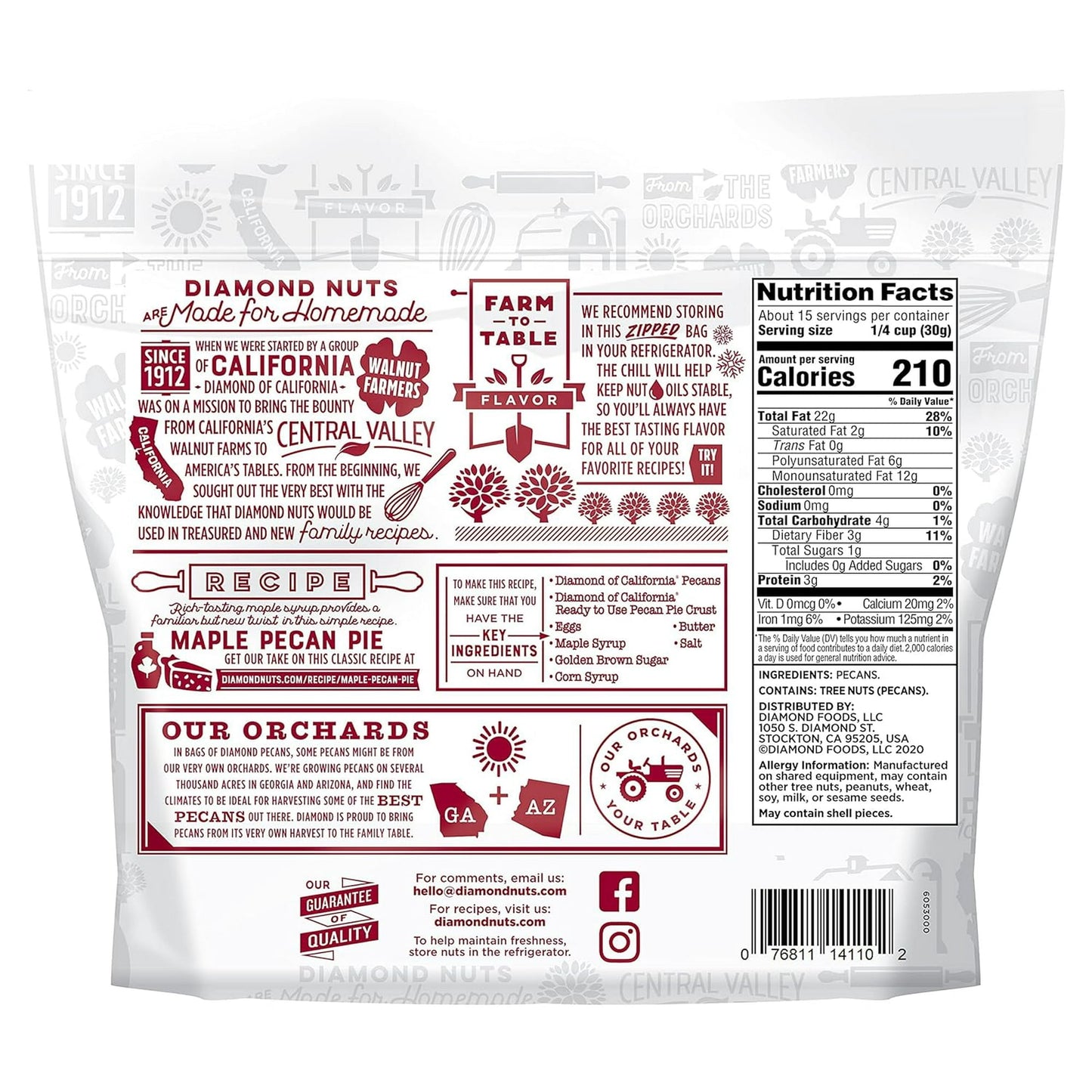 Diamond of California Pecan Halves 16oz