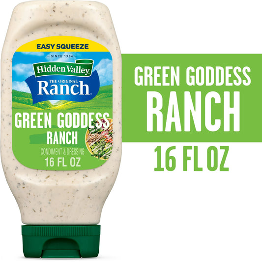 (6 pack) Hidden Valley Green Goddess Ranch Topping and Dressing, 16 Fluid Ounce Bottle