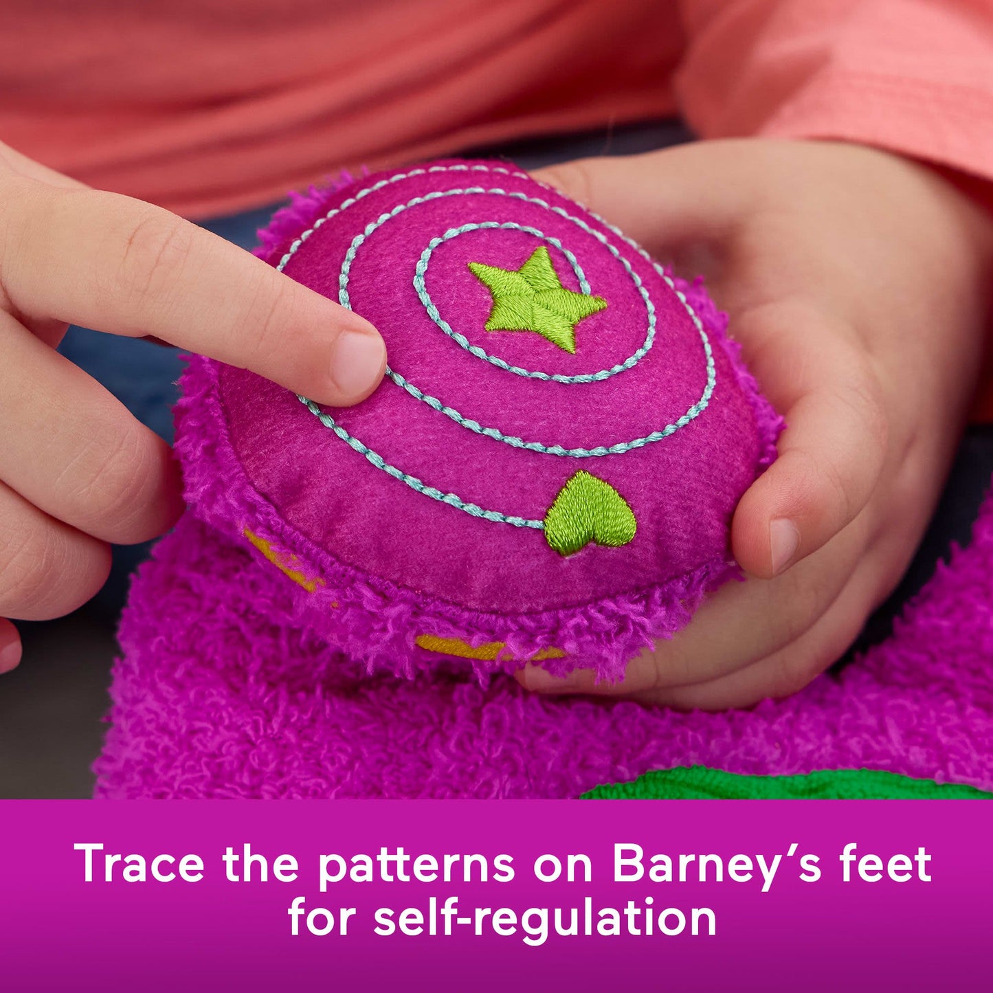 Fisher-Price BarneyÕs World Sensory Barney Plush Toy with Fidget Activity for Toddlers