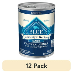 (12 pack) Blue Buffalo Homestyle Recipe Senior Wet Dog Food, Chicken Dinner, 12.5-oz. Can