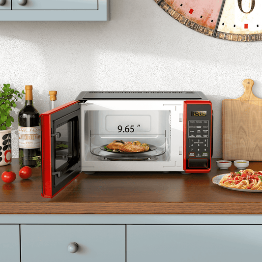 Mainstays 0.7 Cu ft Countertop Microwave Oven, 700 Watts, Red